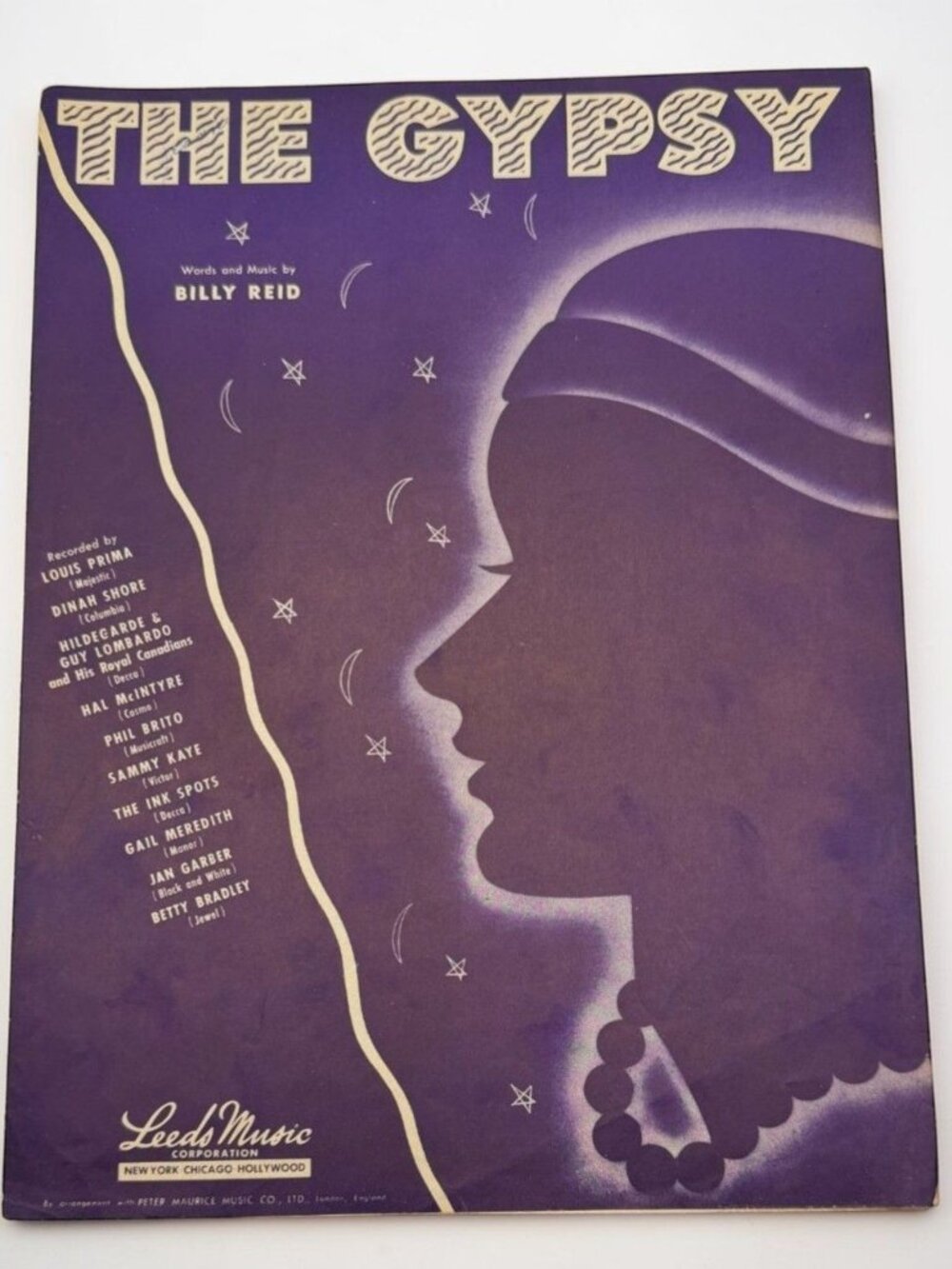 The Gypsy Vintage Sheet Music 1940s Billy Reid Vocal Ballad Leeds Music